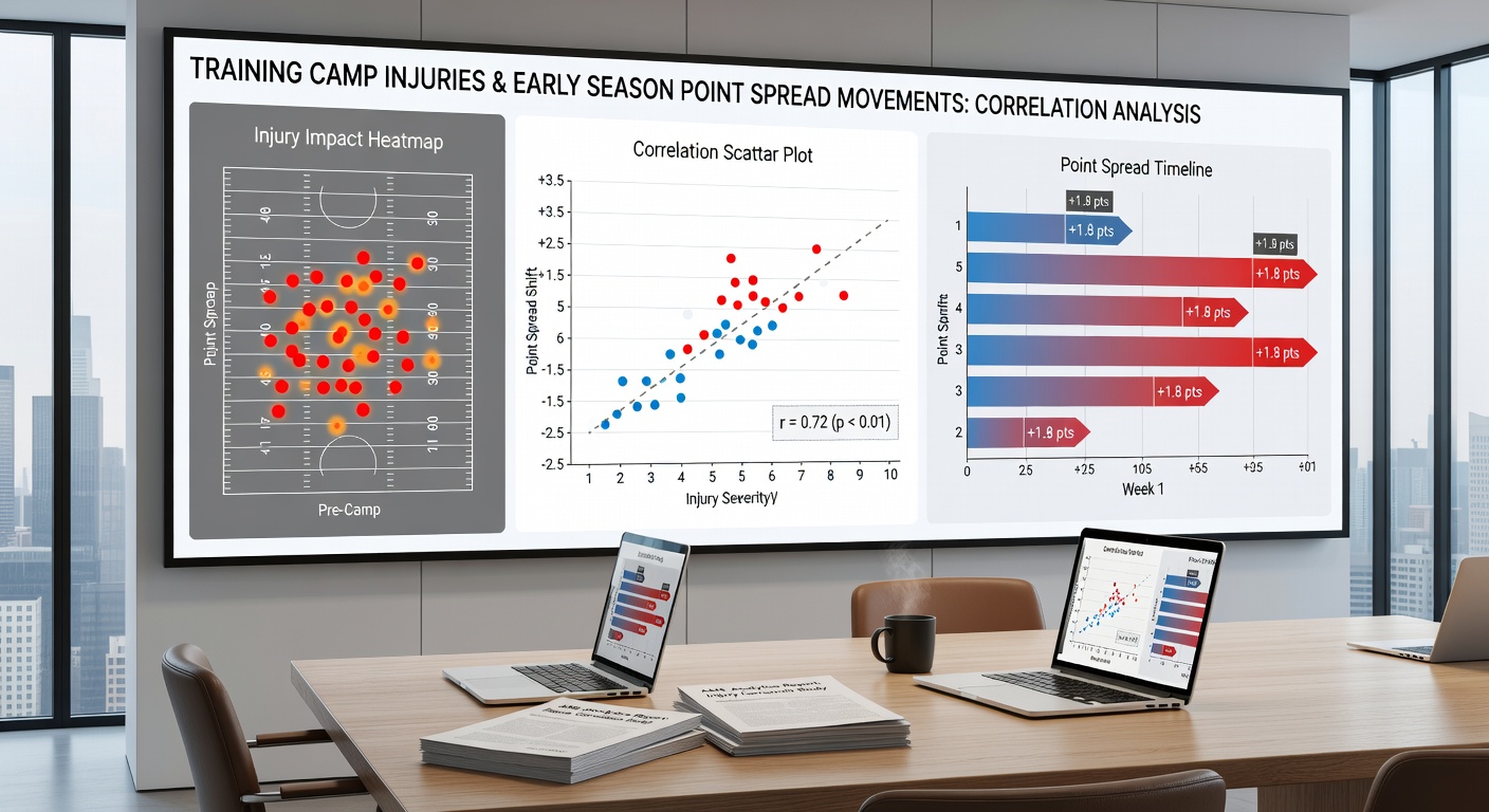 Detailed view of NFL depth chart adjustments and corresponding point spread fluctuations following training camp injuries