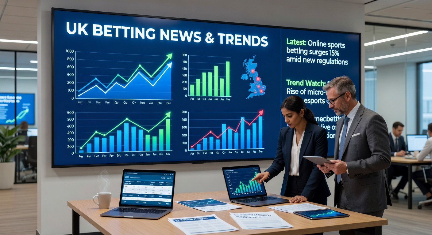 Crowd at a major sporting event with fans cheering, betting slips in hand, capturing the electric atmosphere driving UK gambling spikes