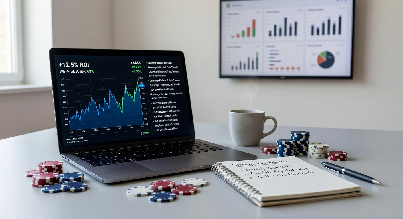 Close-up of a bettor's notebook filled with odds calculations, strategy notes, and performance charts under focused lighting