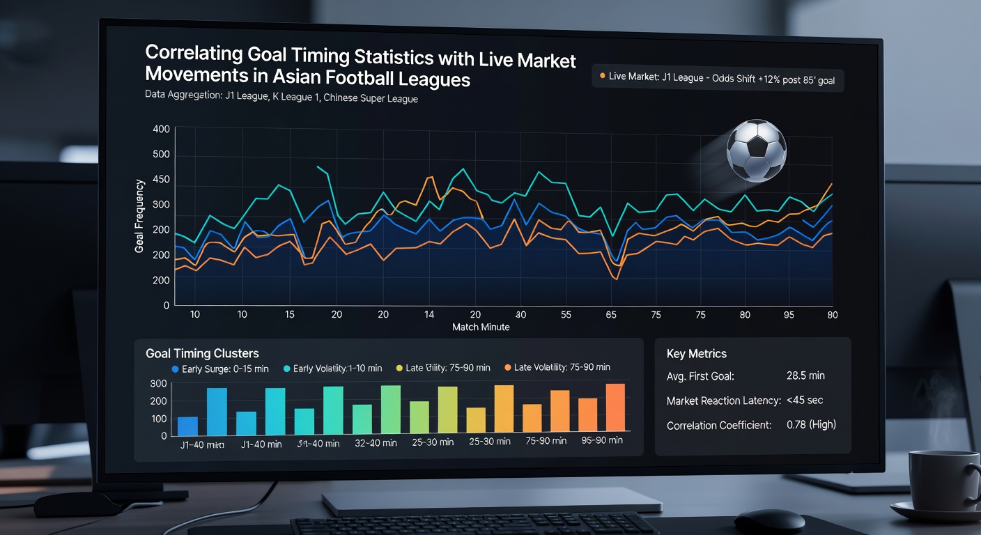 Analyst reviewing goal timing charts and live odds graphs on multiple monitors