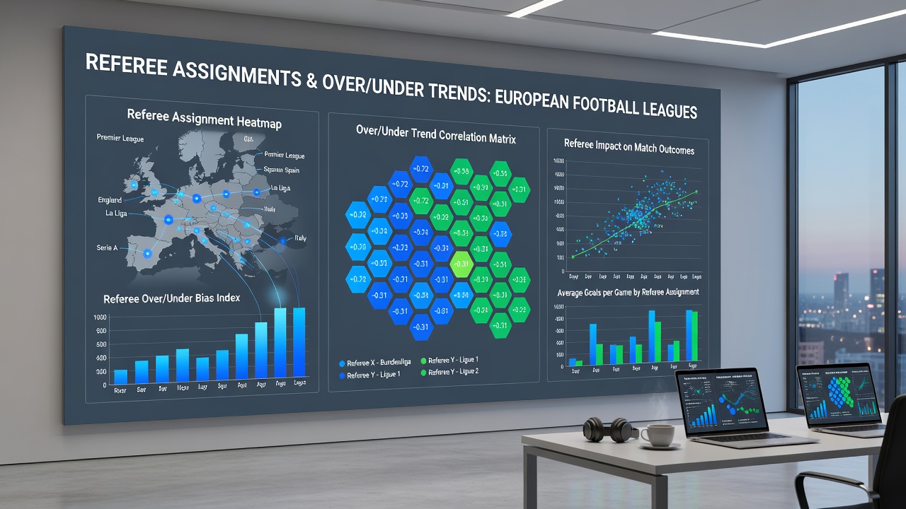 Data visualization of referee statistics and goal trends in football leagues